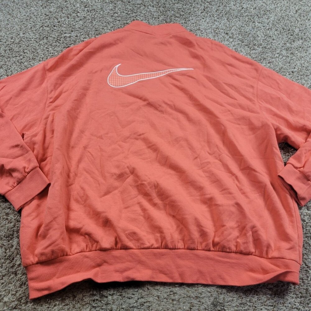Nike Sportswear Sweatshirt Womens XL Coral Patterned 1/4 Zip Pullover Oversized - Picture 6 of 7